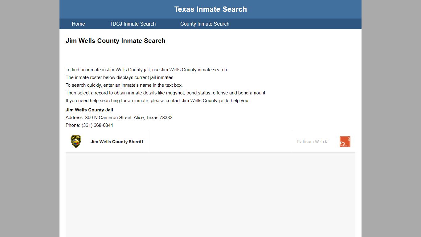 Jim Wells County Jail Inmate Search